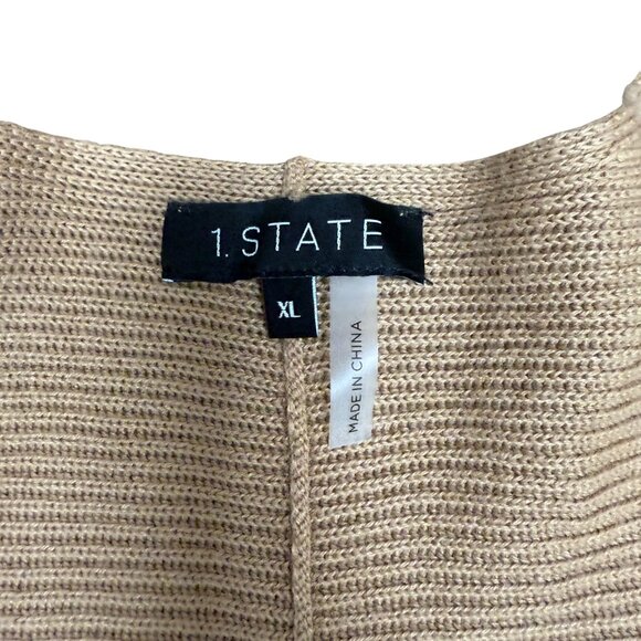 1.STATE Women's NWT Ribbed Knit Balloon Sleeve Sweater Wild Oak | Size XL - Picture 5 of 7